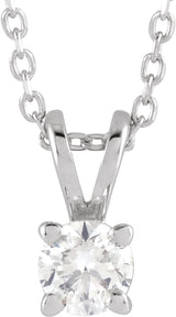 14K White  1/4 CT Lab-Grown Diamond Solitaire 16-18" Necklace