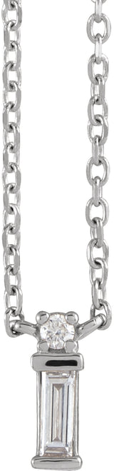 14K White Gold .07 CTW Natural Diamond Bar 18" Necklace