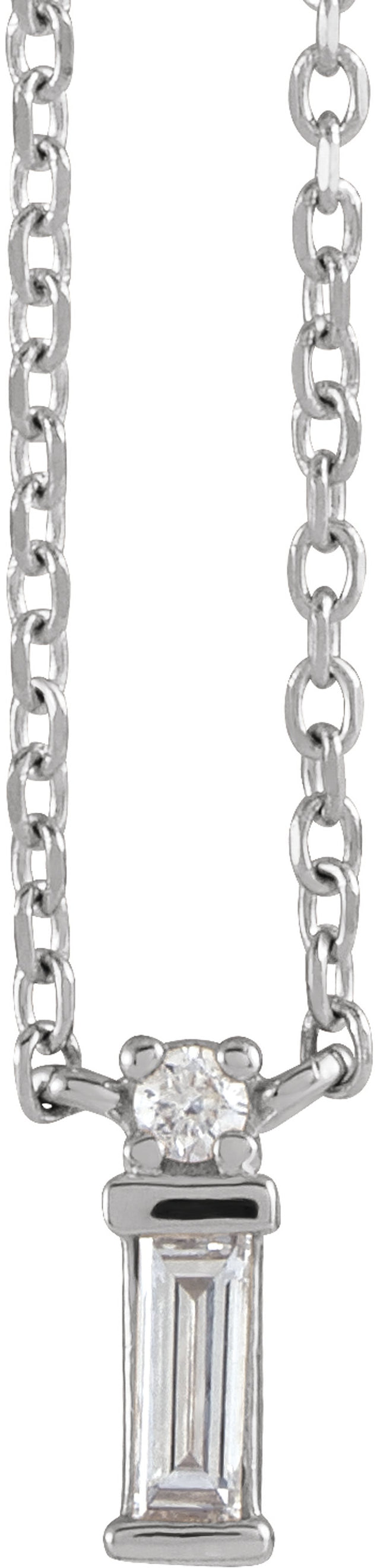 14K White Gold .07 CTW Natural Diamond Bar 18" Necklace