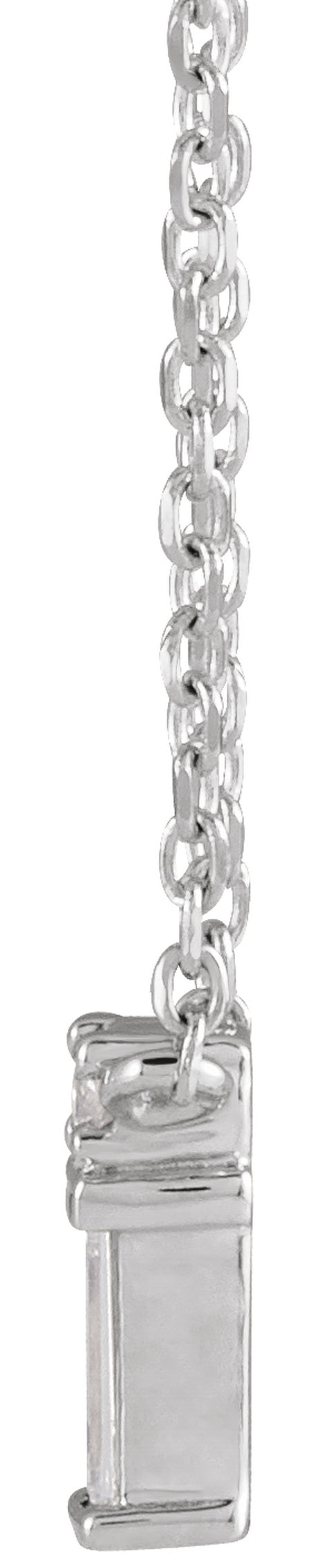 14K White .07 CTW Natural Diamond Bar 18" Necklace