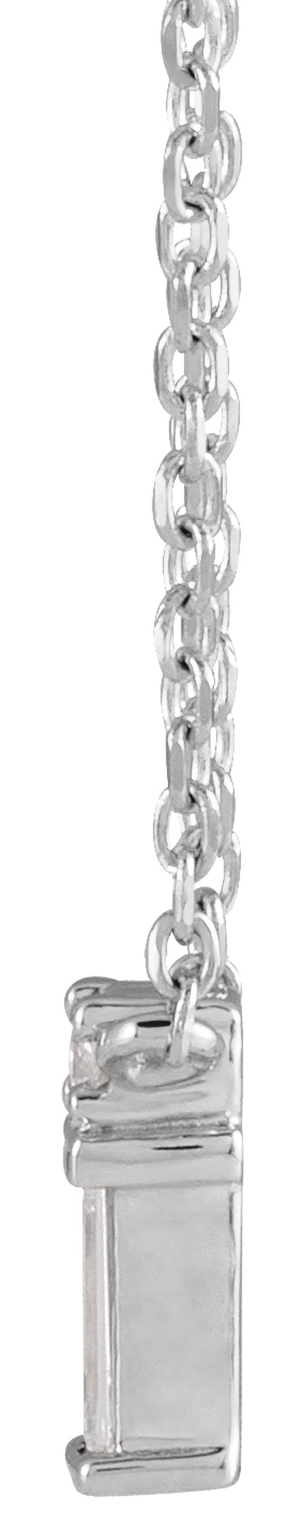 14K White Gold .07 CTW Natural Diamond Bar 18" Necklace