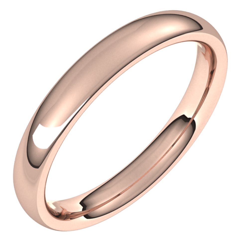 14K Rose 3 mm Comfort-Fit Standard Weight European-Style Band Size 5