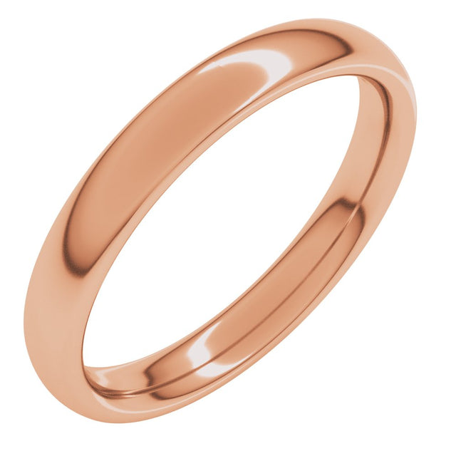 14K Rose 3 mm Comfort-Fit Standard Weight European-Style Band Size 5