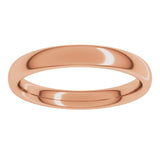 10K Rose Gold 3 mm Comfort-Fit European-Style Band Size 6.5