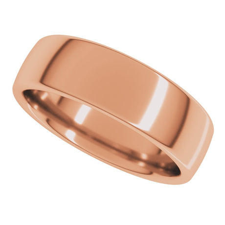 14K Rose 6 mm Comfort-Fit Standard Weight European-Style Band Size 7.5