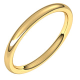 14K Yellow 2 mm Comfort-Fit European-Style Band Size 7