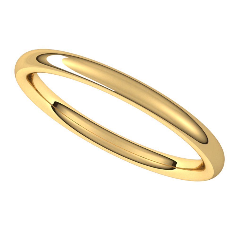 14K Yellow 2 mm Comfort-Fit Standard Weight European-Style Band