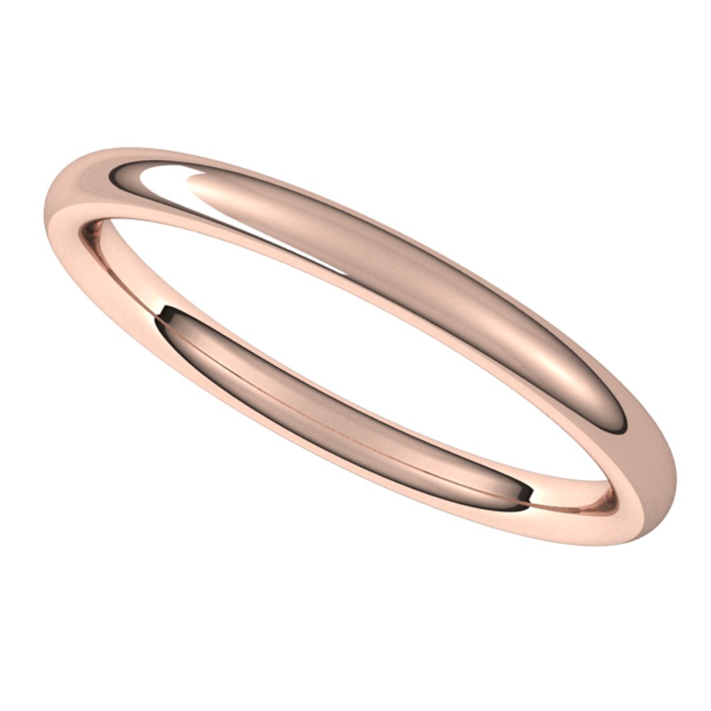 18K Rose 2 mm Comfort-Fit Standard Weight European-Style Band Size 6