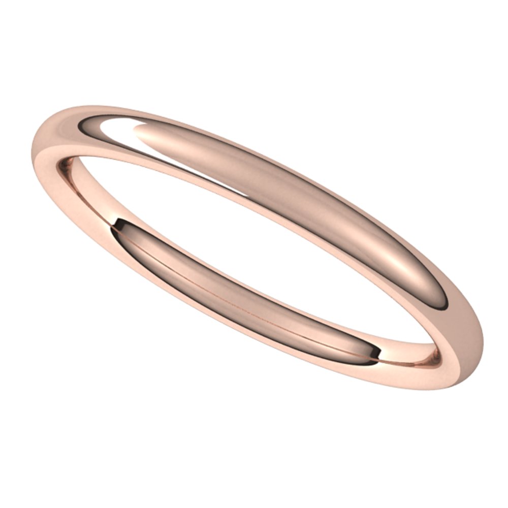 14K Rose Gold 2 mm Comfort-Fit European-Style Band Size 7.5