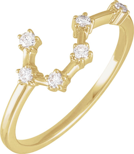 14K Yellow 1/6 CTW Natural Diamond Taurus Constellation Ring