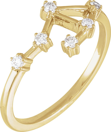 14K Yellow 1/6 CTW Natural Diamond Libra Constellation Ring