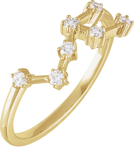 14K Yellow 1/5 CTW Natural Diamond Leo Constellation Ring