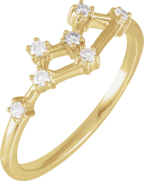 14K Yellow Gold 1/6 CTW Natural Diamond Gemini Constellation Ring