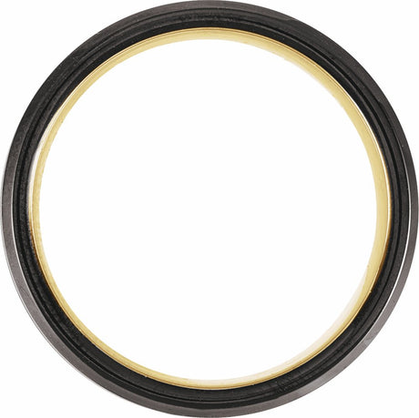 18K Yellow Gold PVD & Black PVD Tungsten 7 mm Beveled-Edge Grooved Comfort-Fit Band Size 7