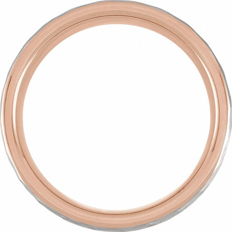 18K Rose Gold PVD Tungsten 8 mm Grooved Comfort-Fit Flat Band Size 7