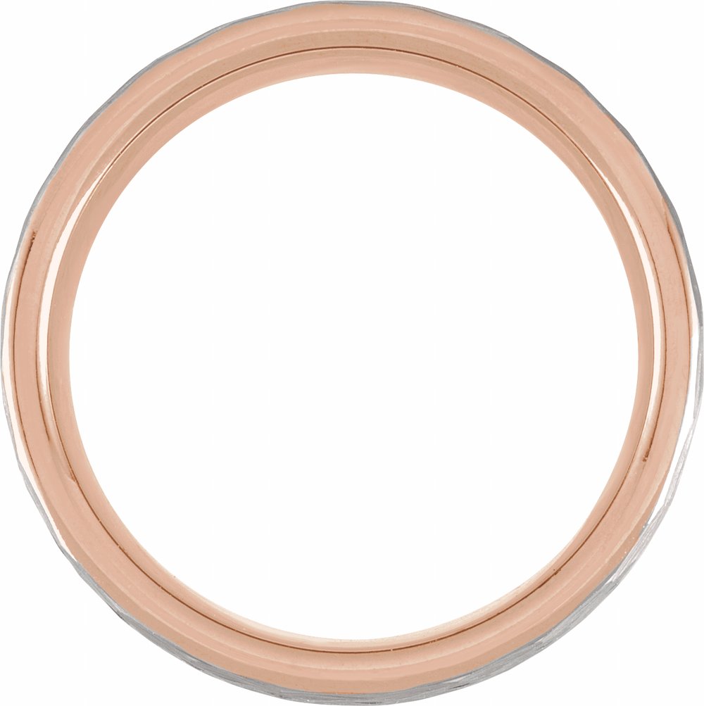18K Rose Gold PVD Tungsten 8 mm Grooved Comfort-Fit Flat Band Size 7