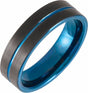 Blue PVD Tungsten 6 mm Grooved Comfort-Fit Band Size 7