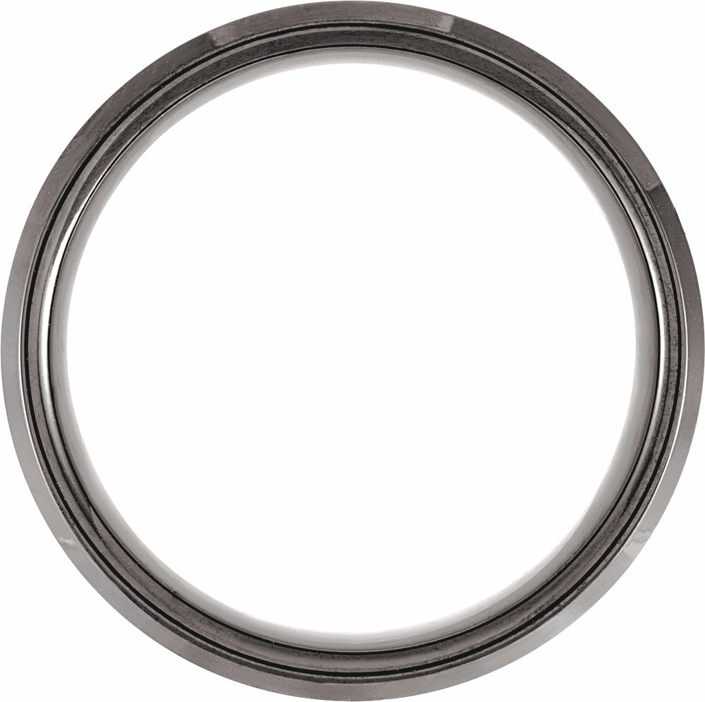 Black PVD Tungsten 8 mm Beveled-Edge Inlay Comfort-Fit Band Size 7