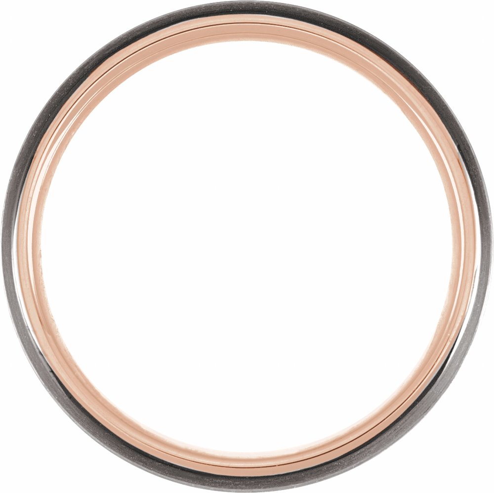 18K Rose Gold PVD & Black PVD Tungsten 5 mm Grooved Band