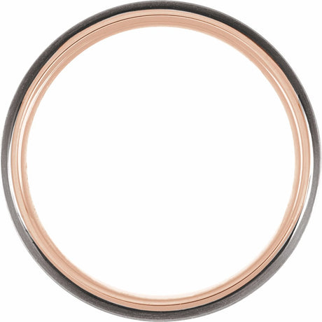 18K Rose Gold PVD & Black PVD Tungsten 5 mm Grooved Band