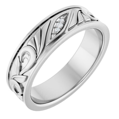 14K White Gold .02 CTW Natural Diamond Band