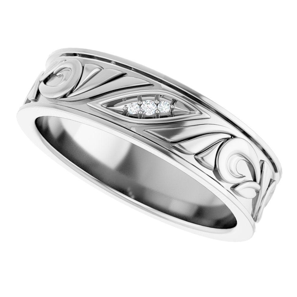 14K White Gold .02 CTW Natural Diamond Band