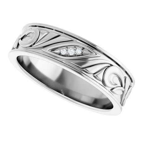 14K White Gold .02 CTW Natural Diamond Band