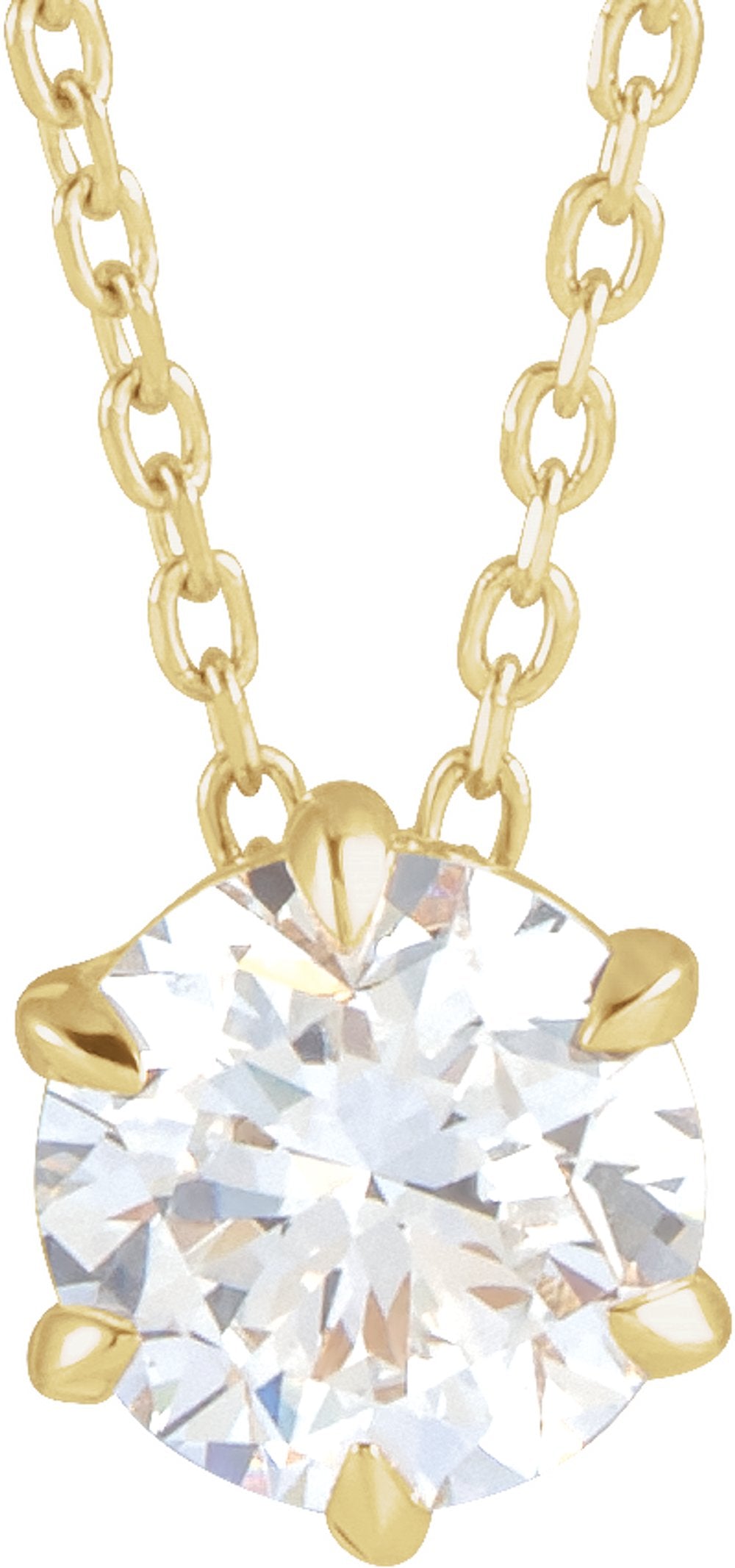 14K Yellow 7/8 CT Lab-Grown Diamond Solitaire 16-18" Necklace