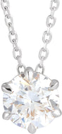 14K White Gold 7/8 CT Lab-Grown Diamond Solitaire 16-18" Necklace