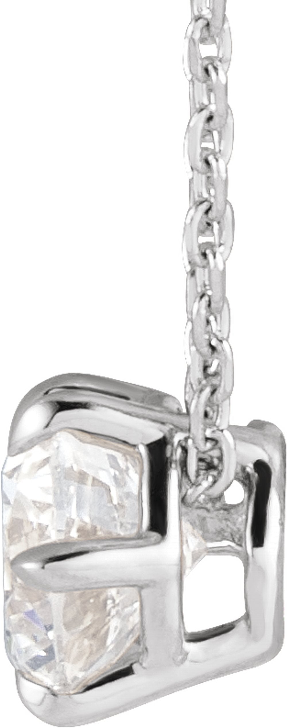 14K White Gold 7/8 CT Lab-Grown Diamond Solitaire 16-18" Necklace