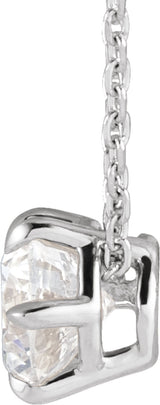 14K White Gold 7/8 CT Lab-Grown Diamond Solitaire 16-18" Necklace