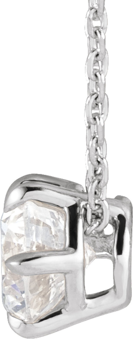 14K White Gold 7/8 CT Lab-Grown Diamond Solitaire 16-18" Necklace