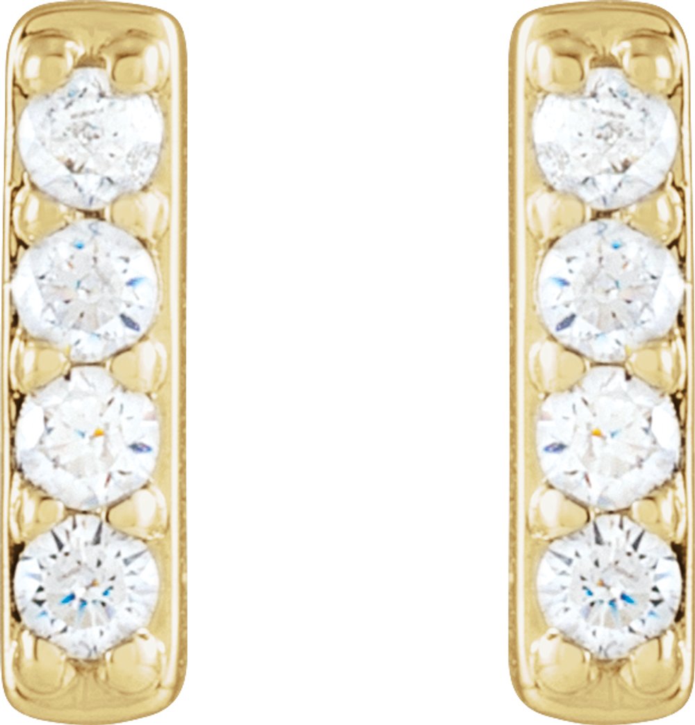14K Yellow 1/8 CTW Natural Diamond Bar Earrings