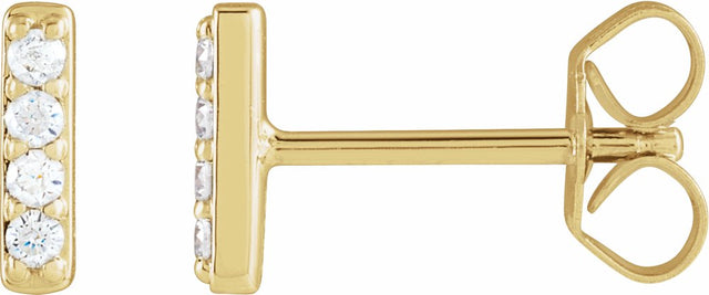 14K Yellow 1/8 CTW Natural Diamond Bar Earrings