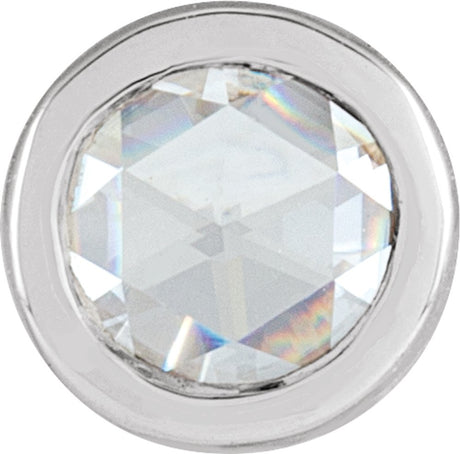14K White Gold 1/8 CT Rose-Cut Natural Diamond Bezel-Set  Pendant