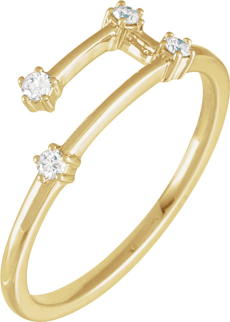 14K Yellow 1/10 CTW Natural Diamond Aries Constellation Ring