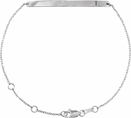 14K White Gold Engravable Skinny Bar 6 1/2-7 1/2" Bracelet