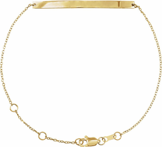 14K Yellow Gold Engravable Skinny Bar 6 1/2-7 1/2" Bracelet