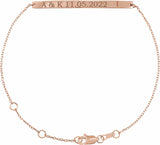 14K Rose Engravable Skinny Bar 6 1/2-7 1/2" Bracelet