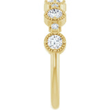 14K Yellow 1/2 CTW Natural Diamond Beaded Halo Anniversary Band