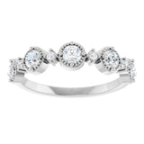 14K White 1/2 CTW Natural Diamond Beaded Halo Anniversary Band