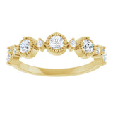 14K Yellow 1/2 CTW Natural Diamond Beaded Halo Anniversary Band