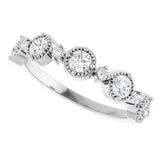 14K White 1/2 CTW Natural Diamond Beaded Halo Anniversary Band