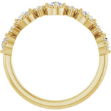 14K Yellow 1/2 CTW Natural Diamond Beaded Halo Anniversary Band