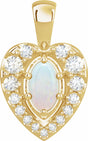 14K Yellow Natural White Opal & 1/8 CTW Natural Diamond Pendant