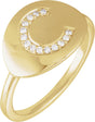 14K Yellow .08 CTW Natural Diamond Initial C Signet Ring