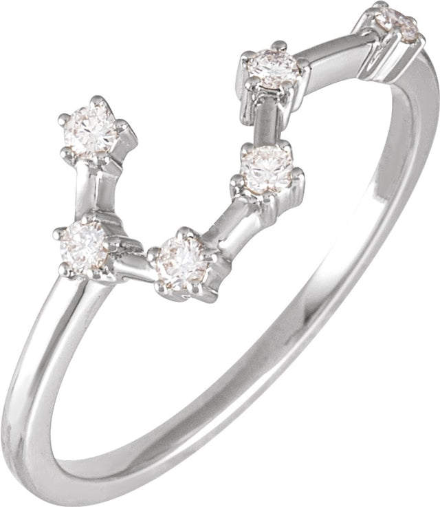 14K White 1/6 CTW Natural Diamond Taurus Constellation Ring