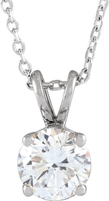 14K White  7/8 CT Lab-Grown Diamond Solitaire 16-18" Necklace
