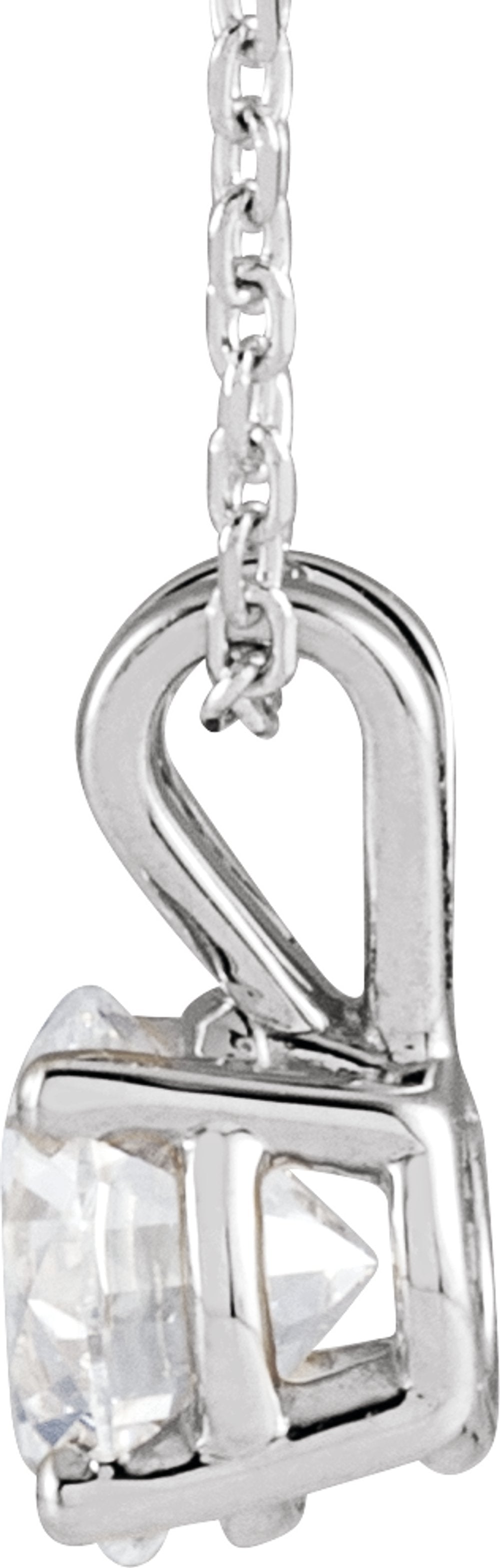 14K White  7/8 CT Lab-Grown Diamond Solitaire 16-18" Necklace