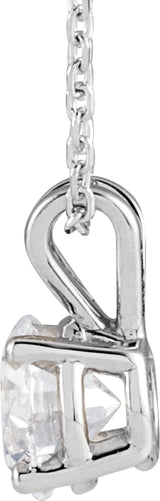 14K White  7/8 CT Lab-Grown Diamond Solitaire 16-18" Necklace